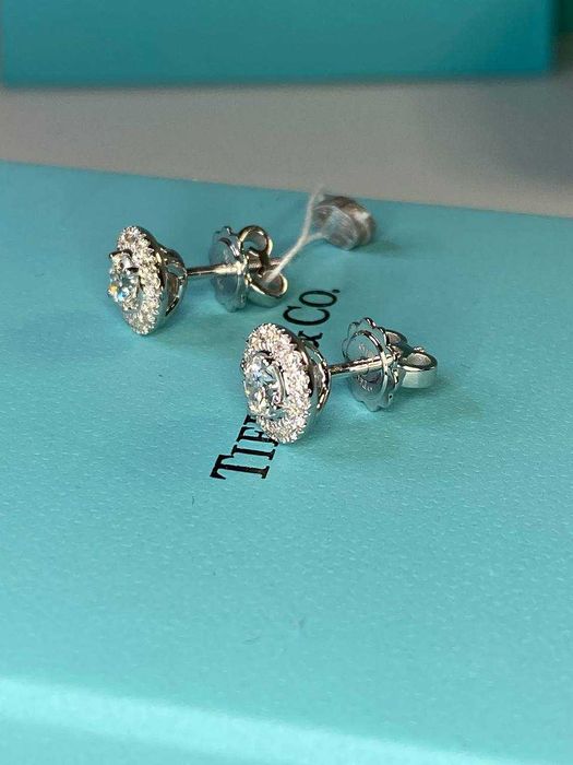 Золоті сережки з діамантами (GIA)