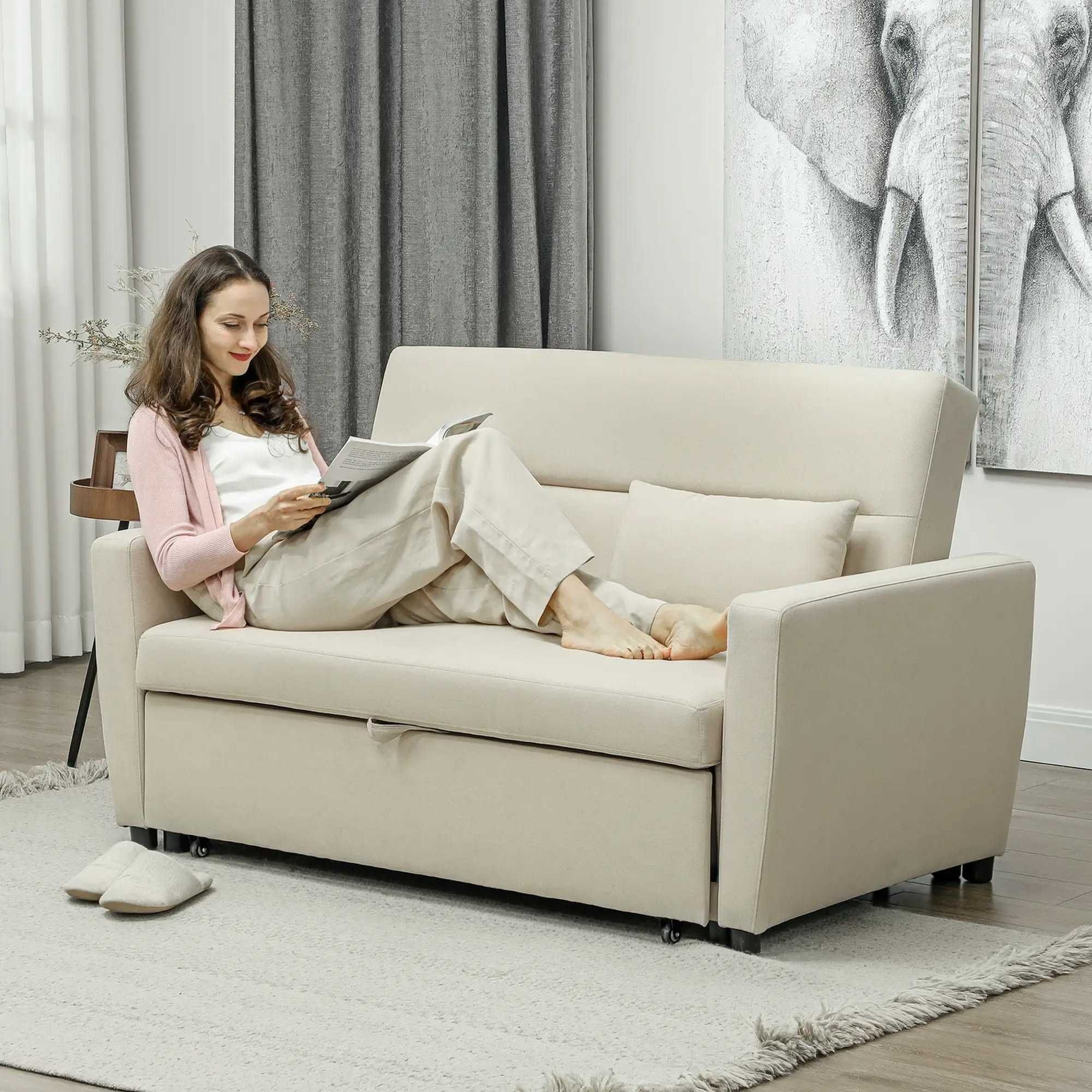 HOMCOM Sofa 2-osobowa z funkcją łóżka
