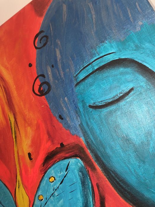 Recznie malowany obrazek obraz bohoo farbami na plotnie motyl