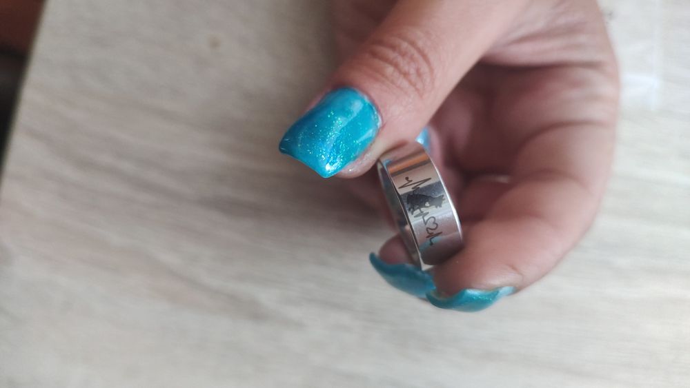 Pierścionek ring z psem i napisem ze stali nierdzewnej