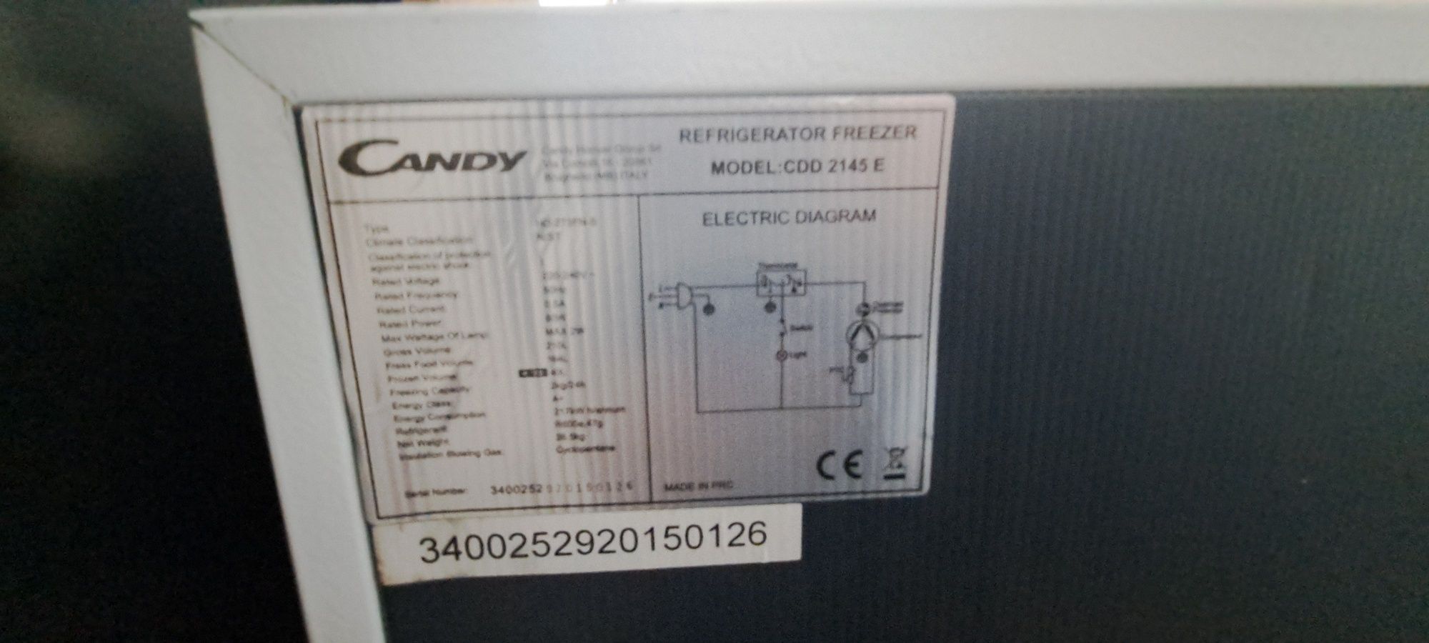 FRIGORIFICO CANDY – CDD 2145 E -  como novo