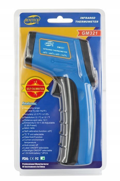 Pirometr Laserowy Bezdotykowy -50+400C Emisyjność