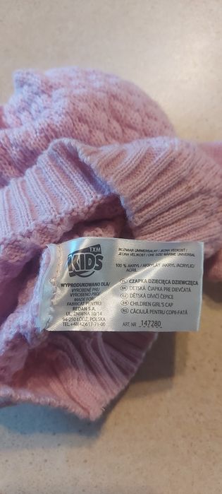 Czapka dziewczęca rózowa
