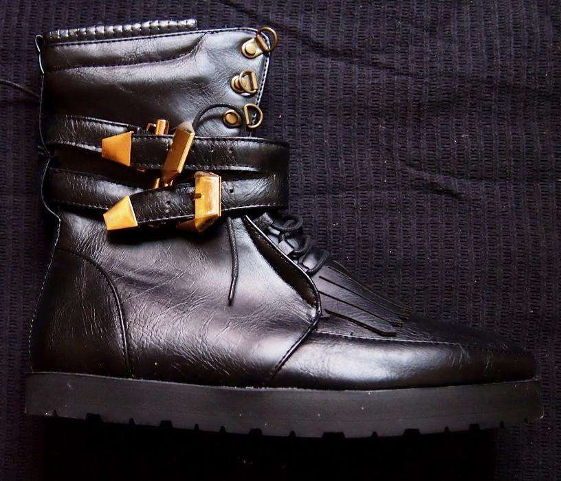 Botas pretas Góticas STEAMPUNK 38 Novas