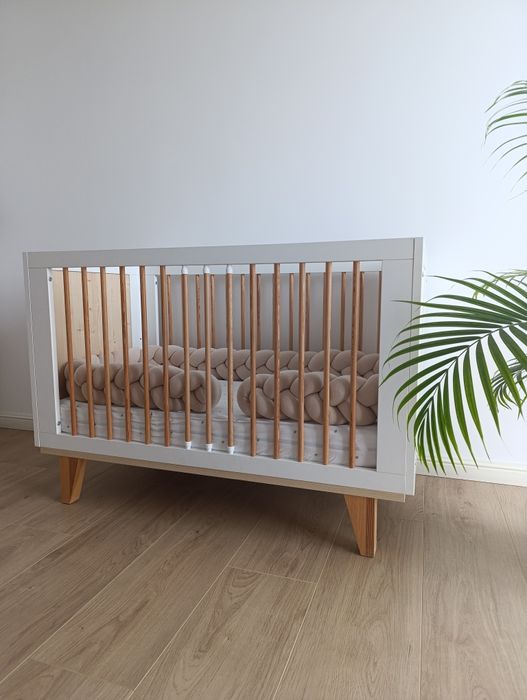 Łóżeczko 140x60 + komoda Klupś Lydia drewno sosna białe gratis materac