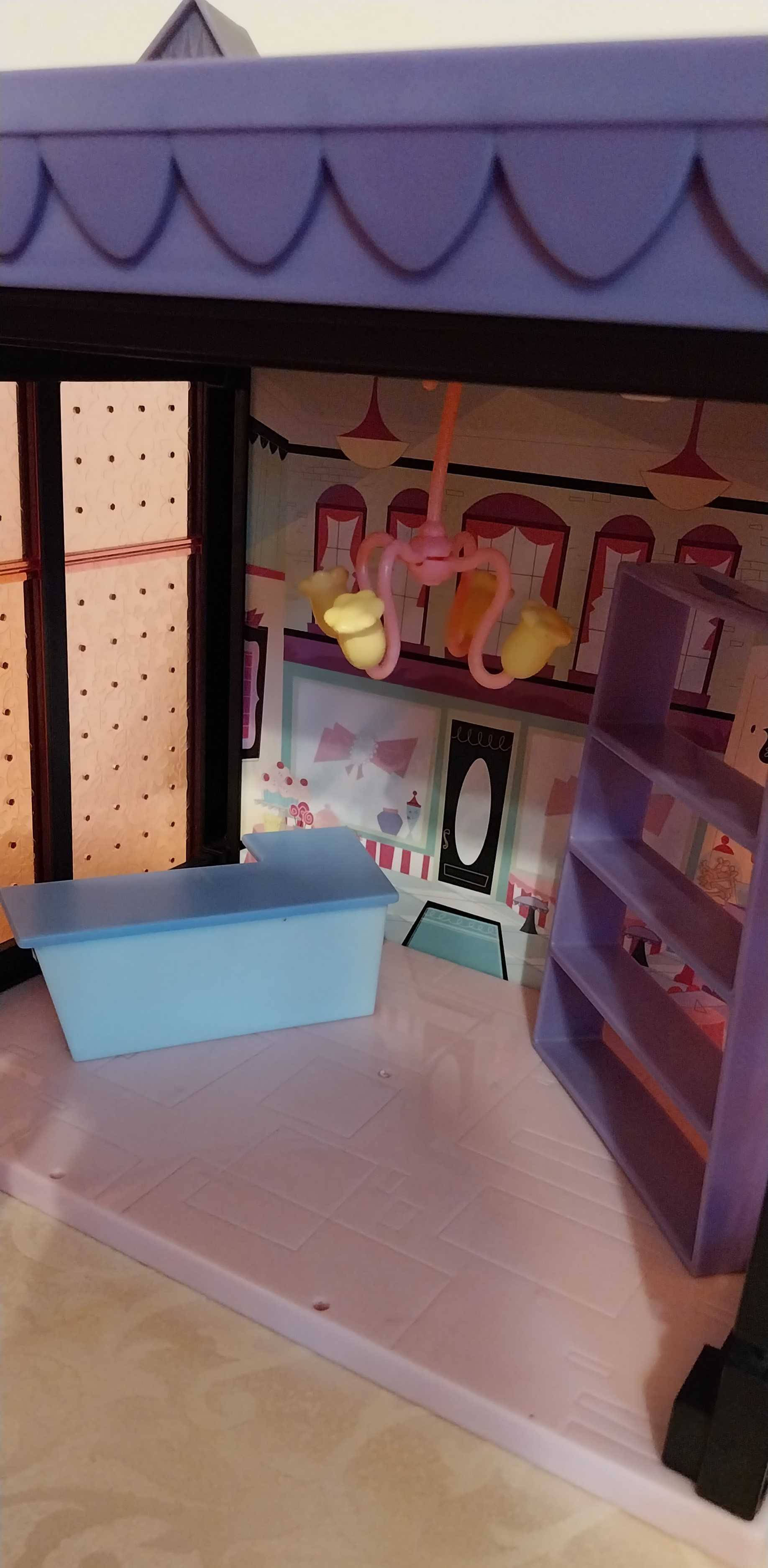 Littlest Pet Shop LPS – zestaw – sklepik, świecąca scena, pojazdy