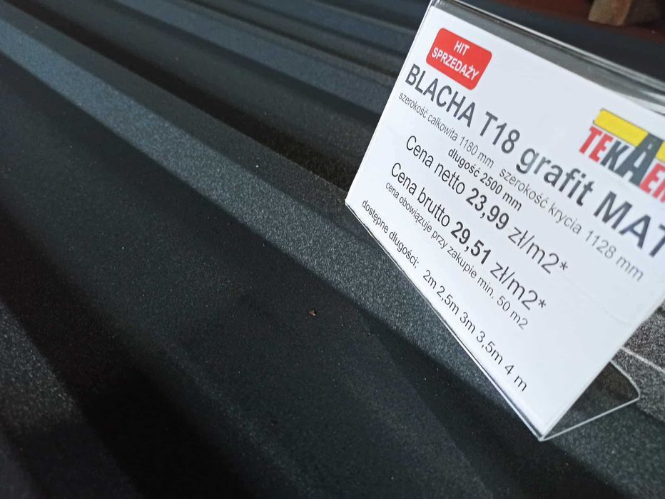 Blacha trapez T18 II gat. Garaż, hala, dach, ściana, płot, wiata