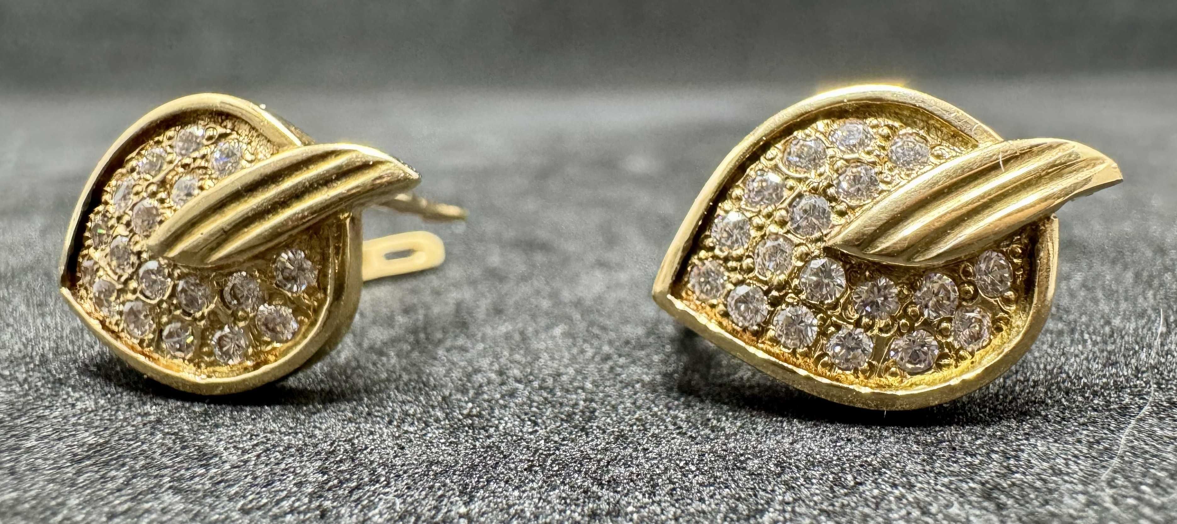 Złote kolczyki z cyrkoniami, 14ct 583, 6,76g