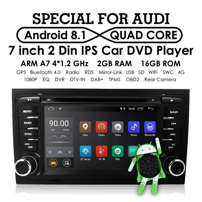 Radio android Audi A4 S4 RS4 DVD gps wifi bluetooth 2GB PROM