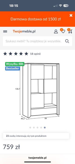 Komoda  WitrynaMeble Wójcik Angel