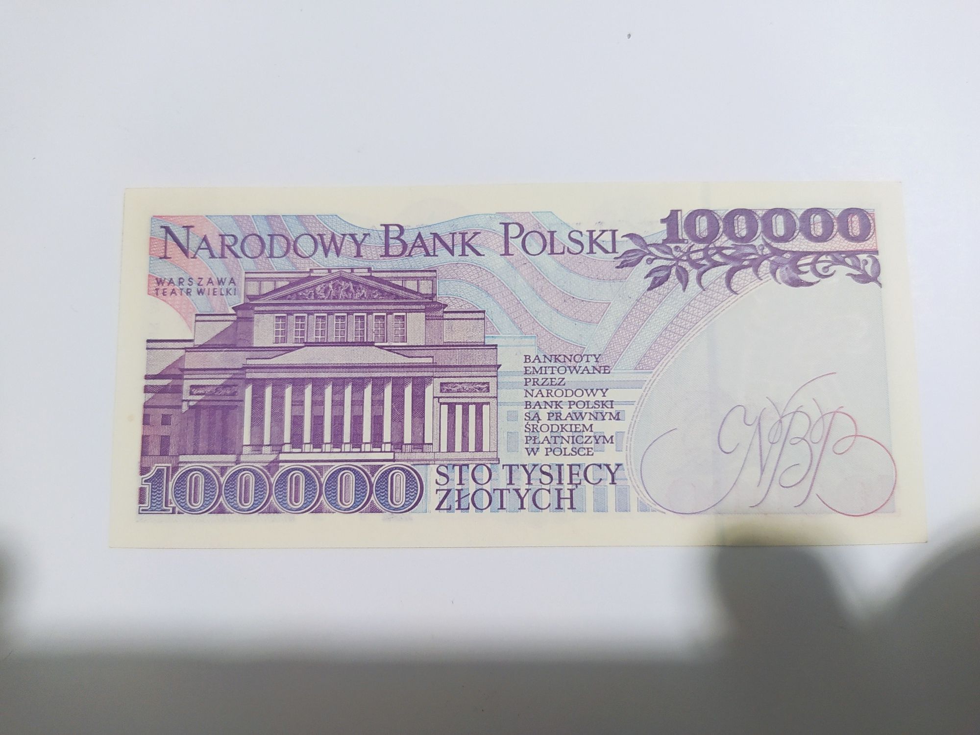 Banknot PRL sto tysięcy złotych UNC
