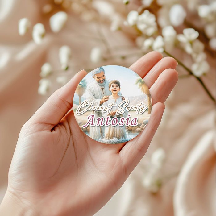 Naklejki okrągłe 50mm na CHRZEST ŚWIĘTY PODZIĘKOWANIE - 24szt