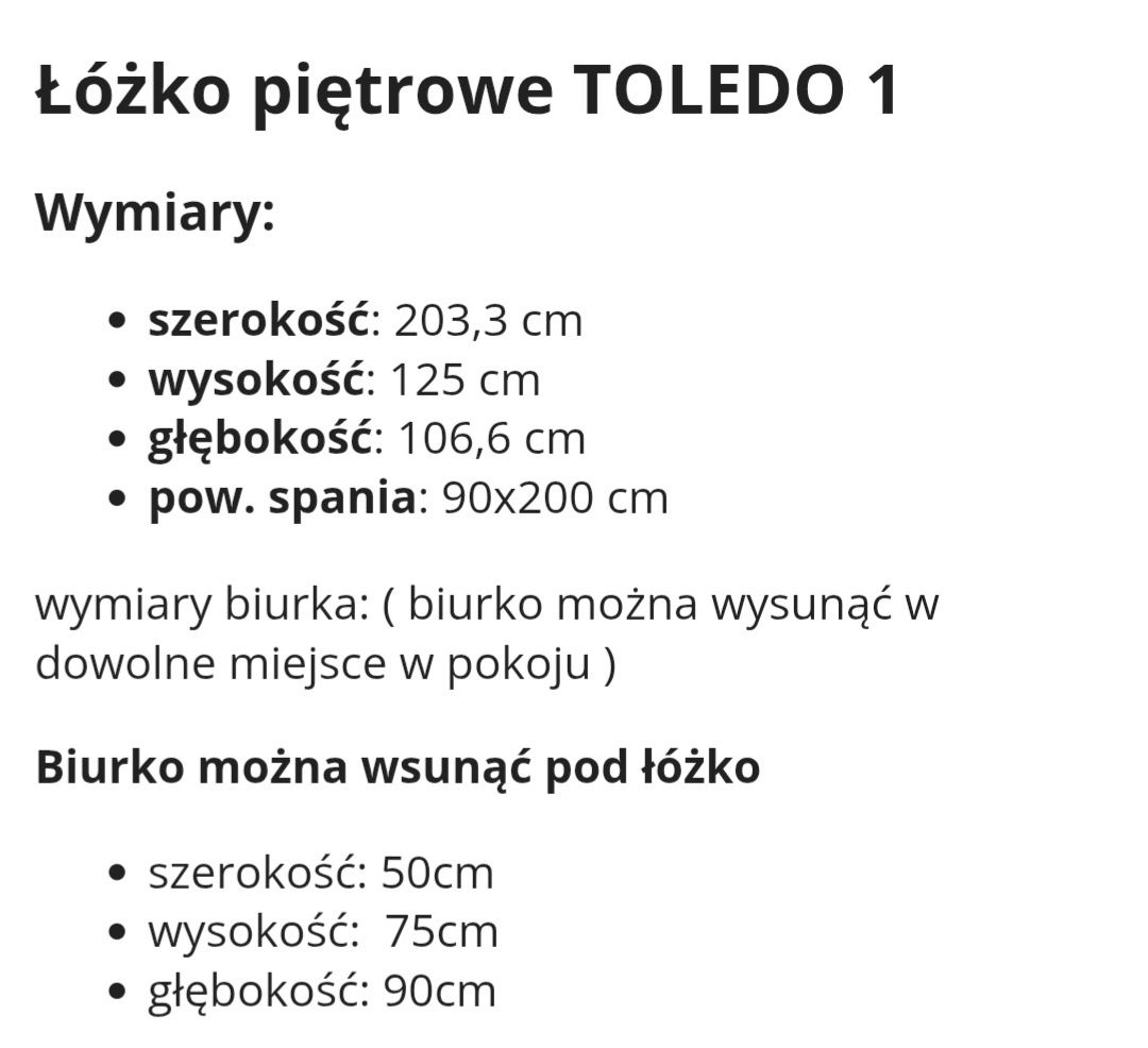 Łóżko piętrowe Toledo I