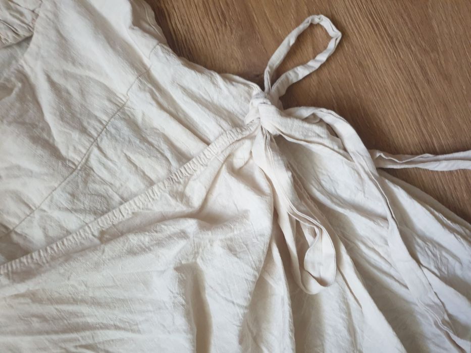 Beżowa letnia sukienka, bawełna M/L, boho