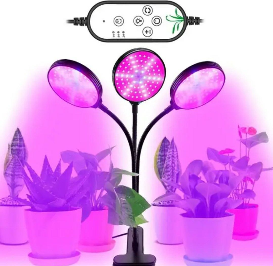 Ультрафиолетовая USB лампа для роста растений 3 головки 30Вт Фитолампа