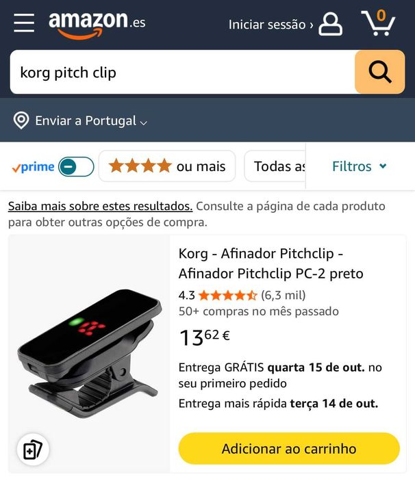 Afinador de clip KORG para guitarra