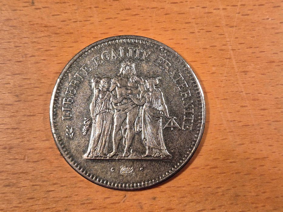 Moeda de Prata de 50 Francos francesa ("Hércules") de 1976