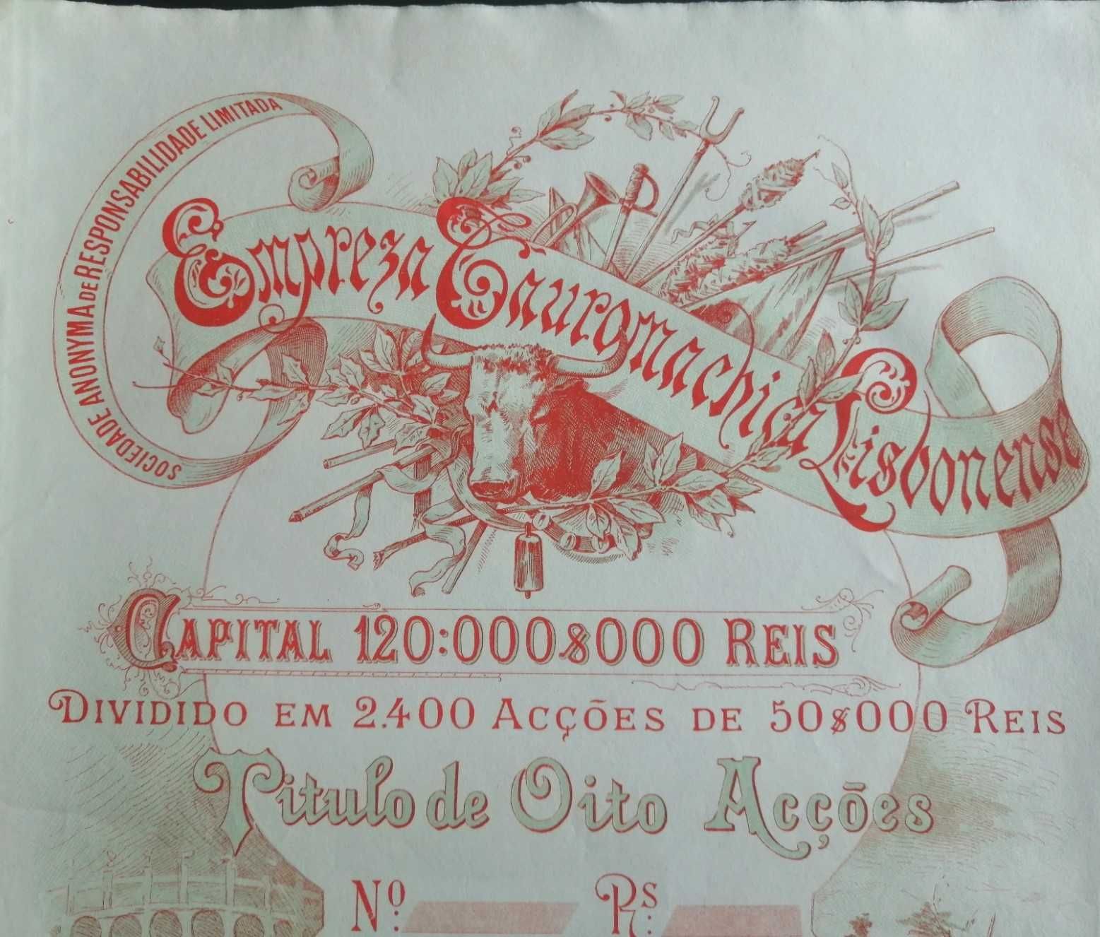 Acção 1890 Empreza Tauromachica Lisbonense Campo Pequeno Tauromaquia