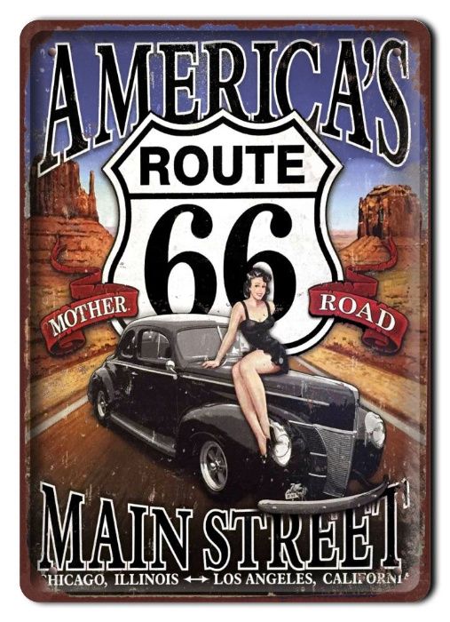 route 66 tabliczka metalowy szyld obrazek retro #01669