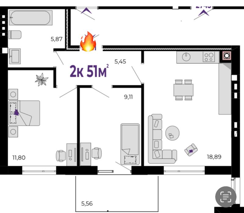 Готова 2-х кімнатна квартира в ЖК Долішній, можливе розтермінування!!!