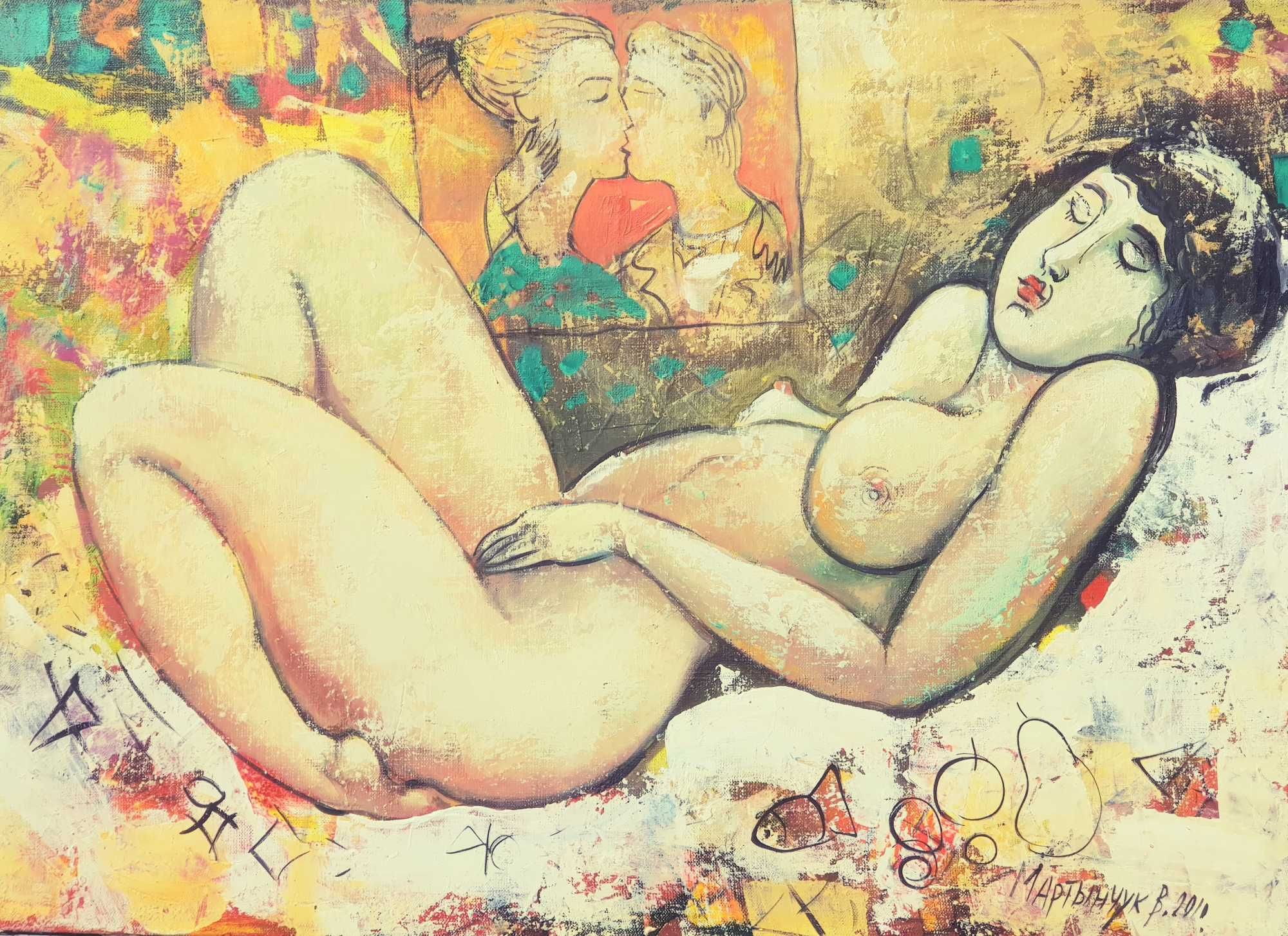 MARTYNCZUK Wasyl, obraz "Wspomnienie" (2011), akt z wdziękiem.