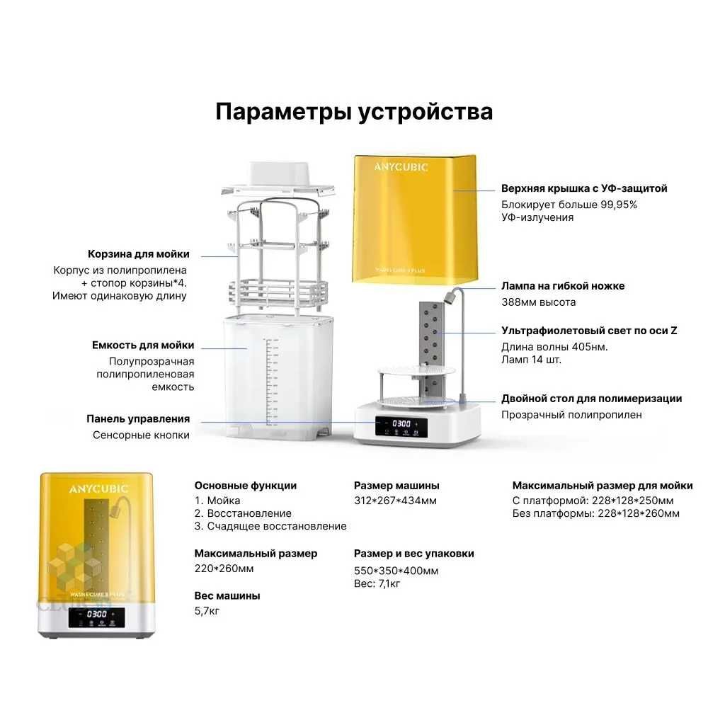 Станция постобработки Anycubic Wash & Cure 3 Plus | Cушка и мойка |