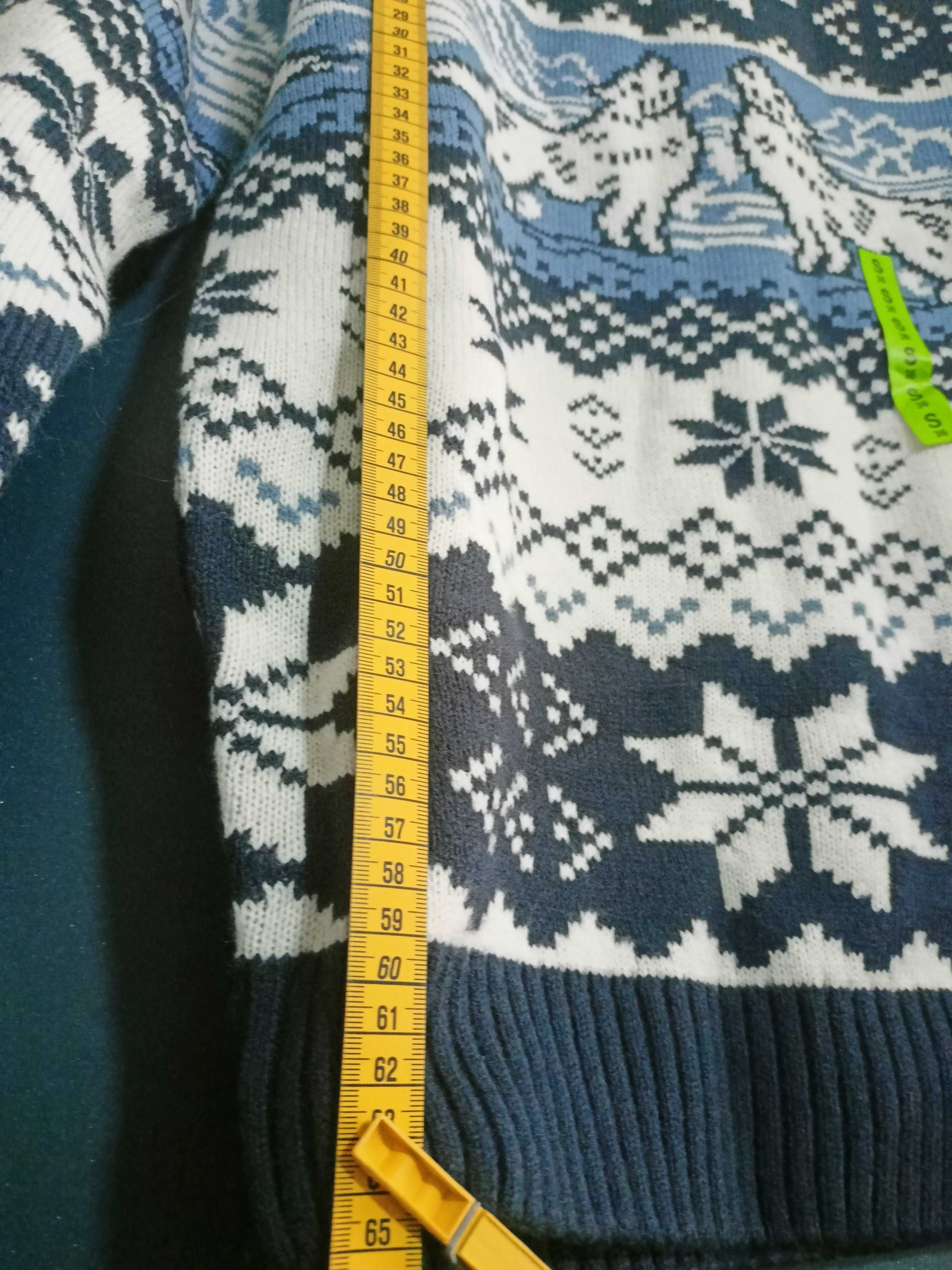 sweter męski zimowy w wilki fullprint nadruk góry House S ciepły