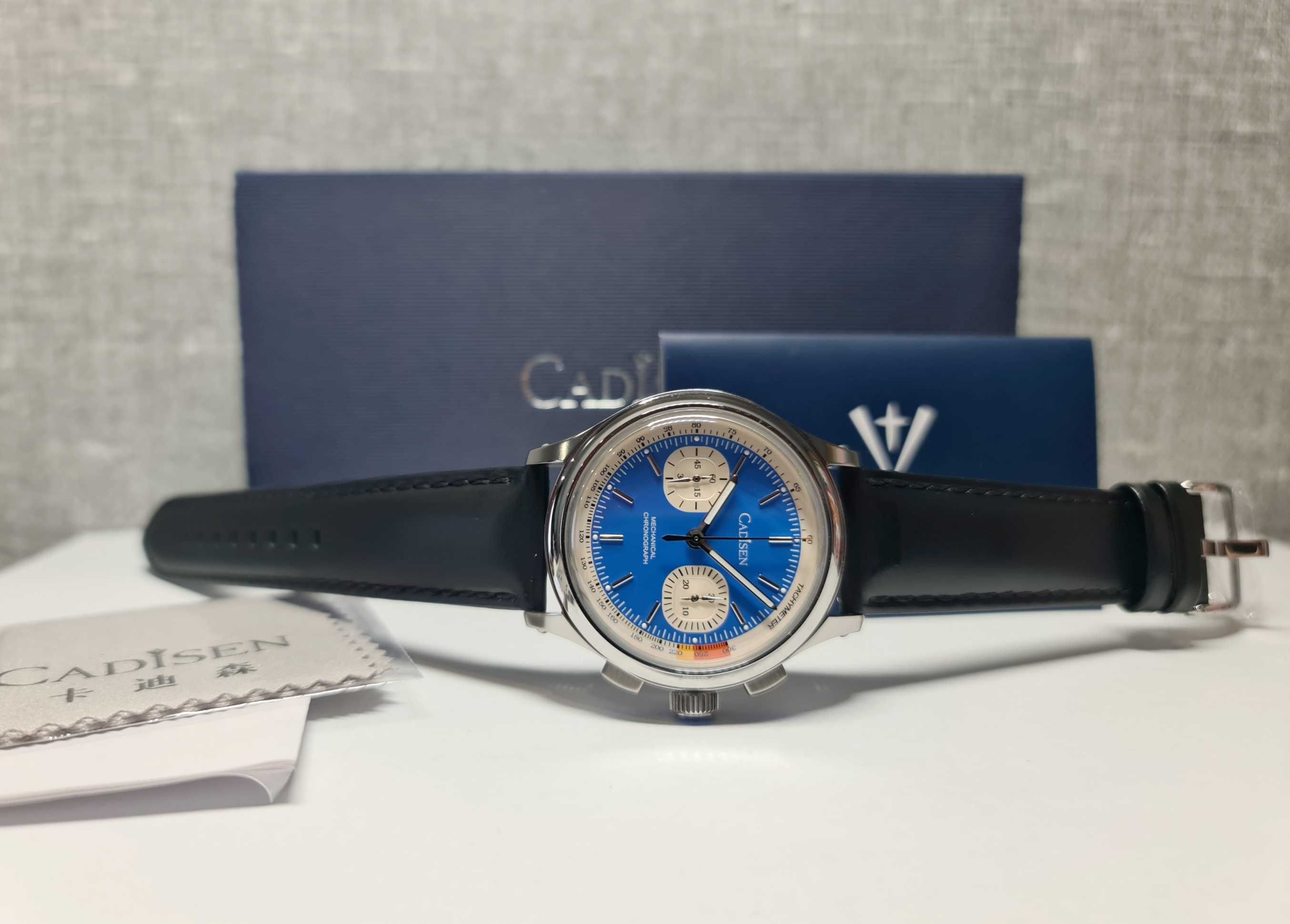 Чоловічий годинник часы Cadisen Mechanical Chronograph ST1900 Blue/W