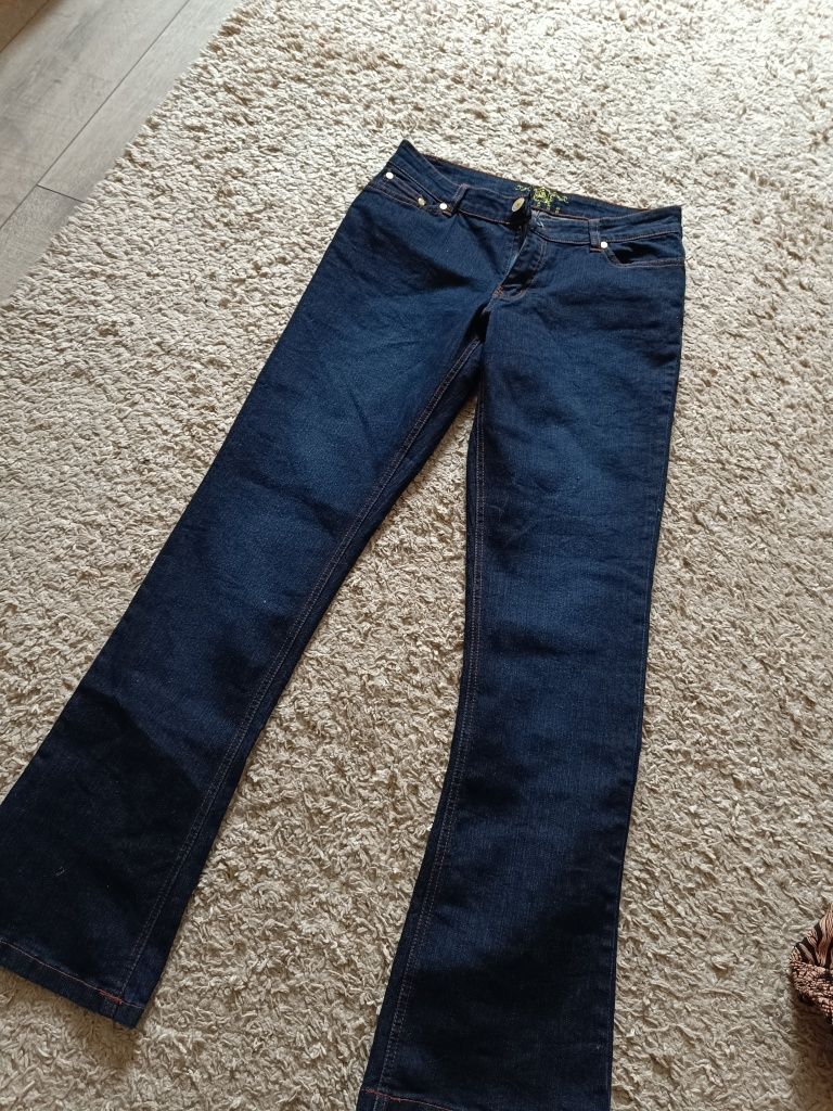 Spodnie M vintage dzwony ciemny jeans