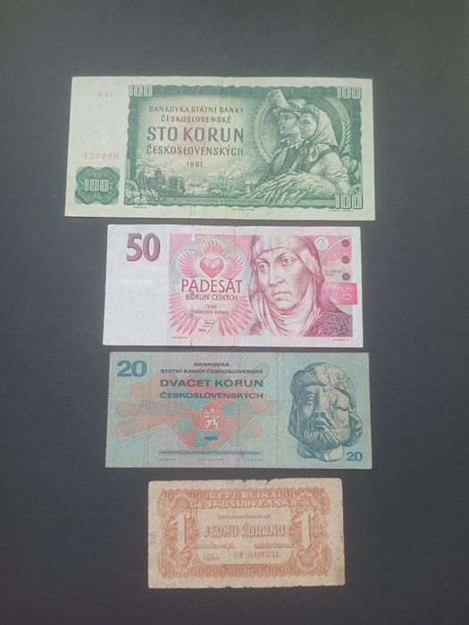 Czechosłowacja zestaw starych banknotów