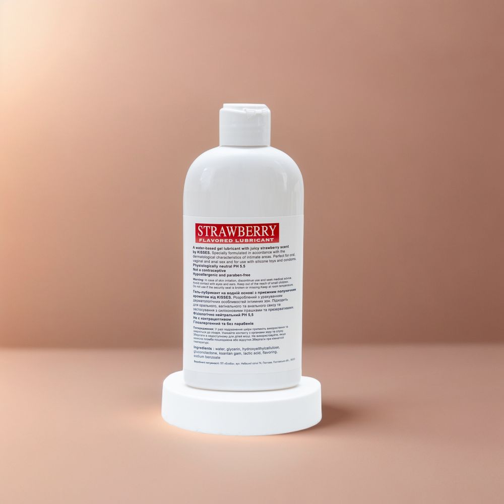 АКЦИЯ!Гель-лубрикант с ароматом клубники KISSES 200ml на водной основе
