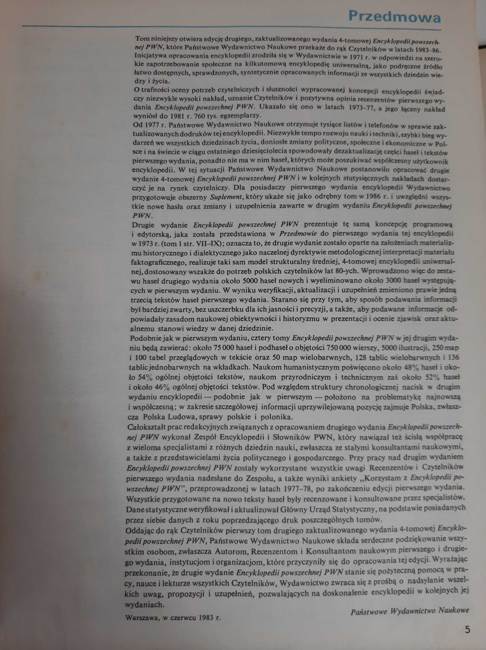 Encyklopedia Powszechna PWN tom 1-4 Wydanie trzecie 1983 r