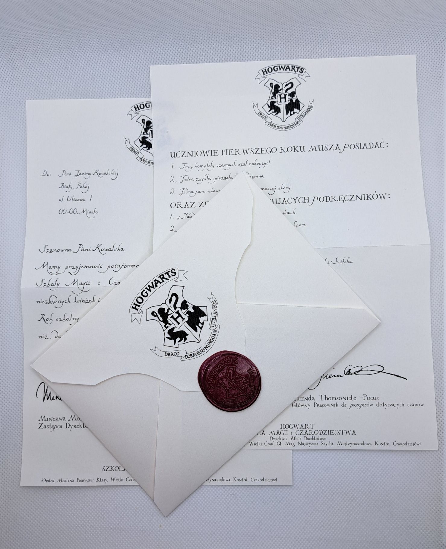 List z Hogwartu handmade personalizowany kartka okolicznościowa Harry