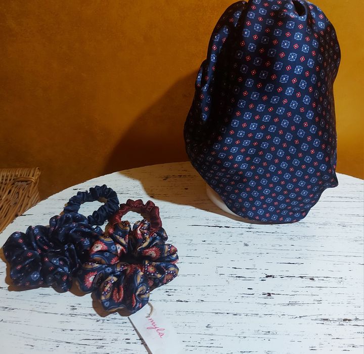 Jedwabny czepek rozmiar M,  scrunchies S I L