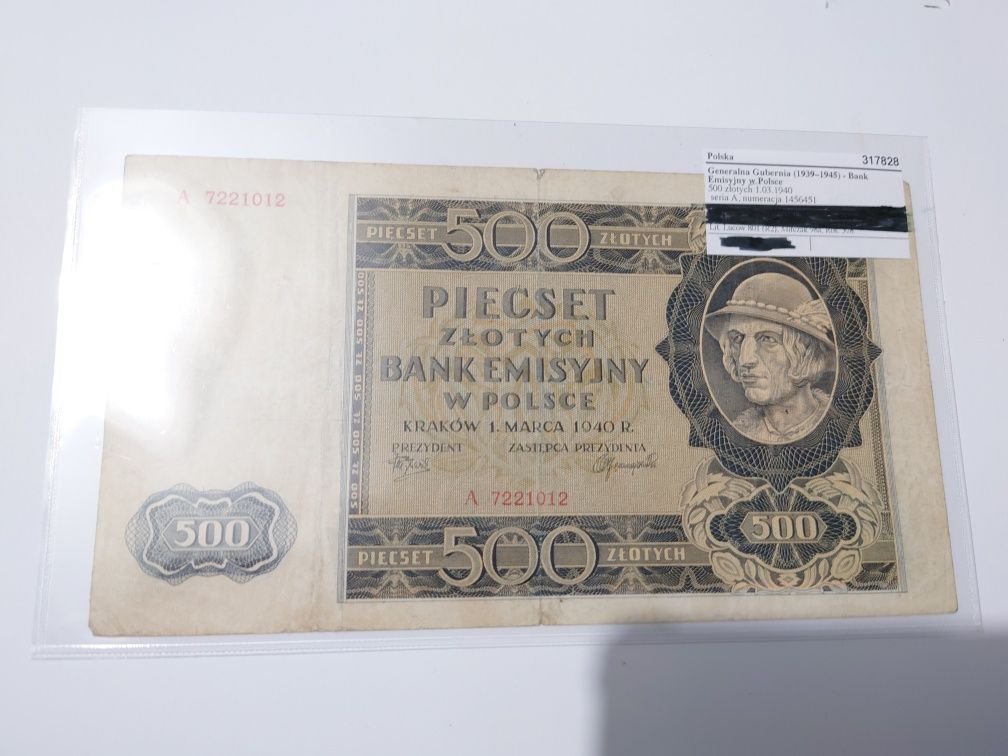 Banknoty Polskie 500 zł