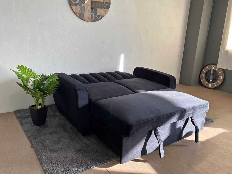 Sofá cama em veludo preto com entrega gratis!!!