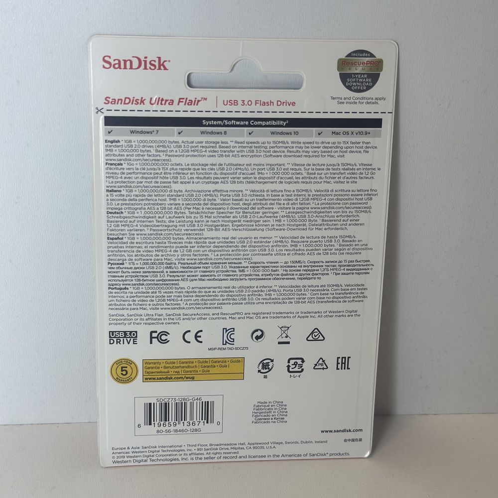 Нова флешка накопичувач SanDisk Ultra Flair USB 3.0 128GB