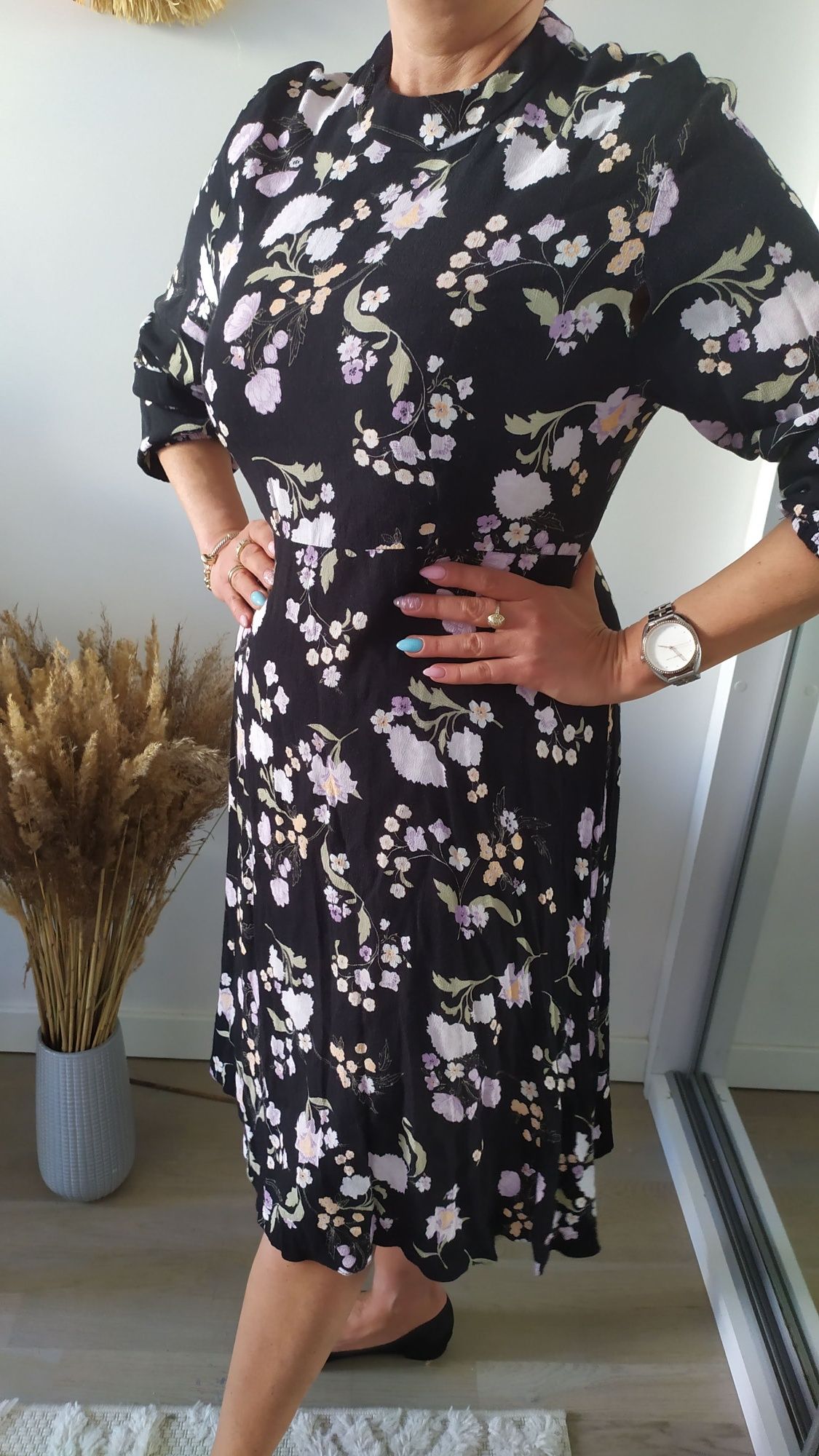 New look sukienka w kwiaty długość MIDI do kolan 38 40