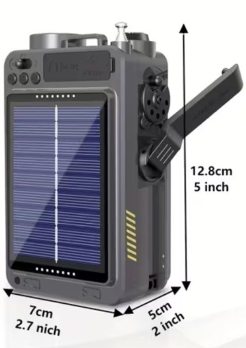 Радіоприймач аварійний R11+ Bluetooth колонка, ліхтарик, сонячне живл.