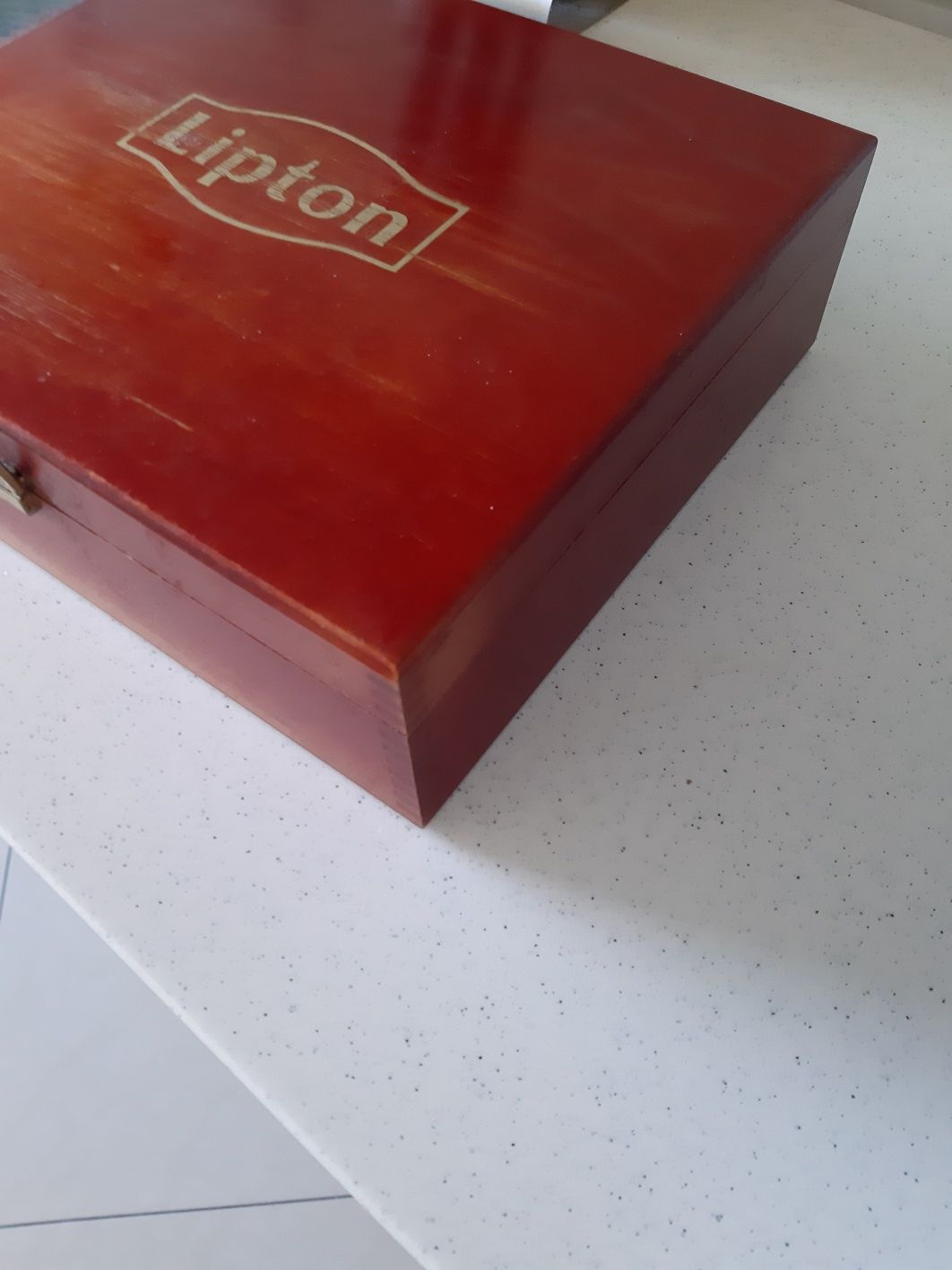 Pudełko klocek drewno Lipton kolekcja vintage prl pojemnik na herbatę