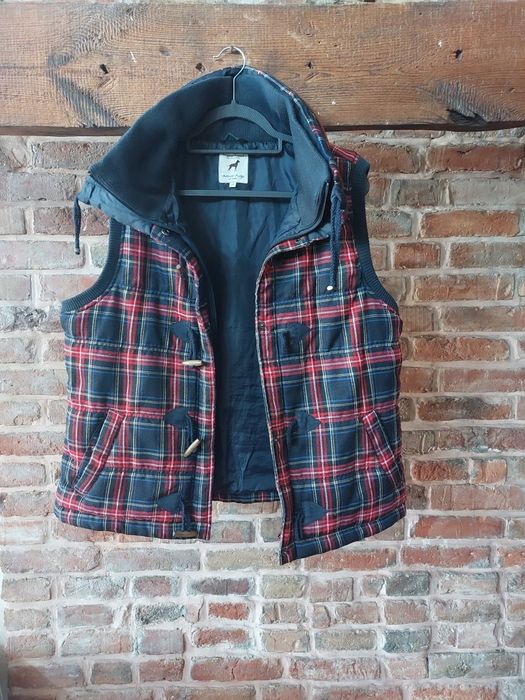 Ciepły bezrękawnik w kratkę L/XL