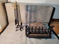 Grelha para lareira + utensílios