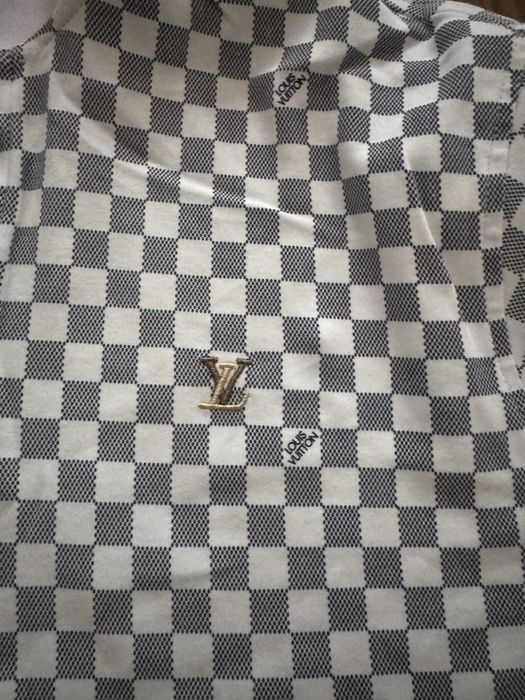 Polowka polo louis vuitton 3xl bialo szara kratka