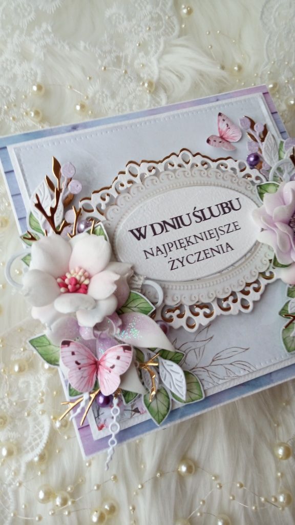 Kartka ręcznie robiona w pudełku z okienkiem na ślub, wesele, rocznicę