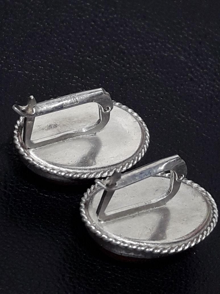 Сережки срібні з авантюрином.