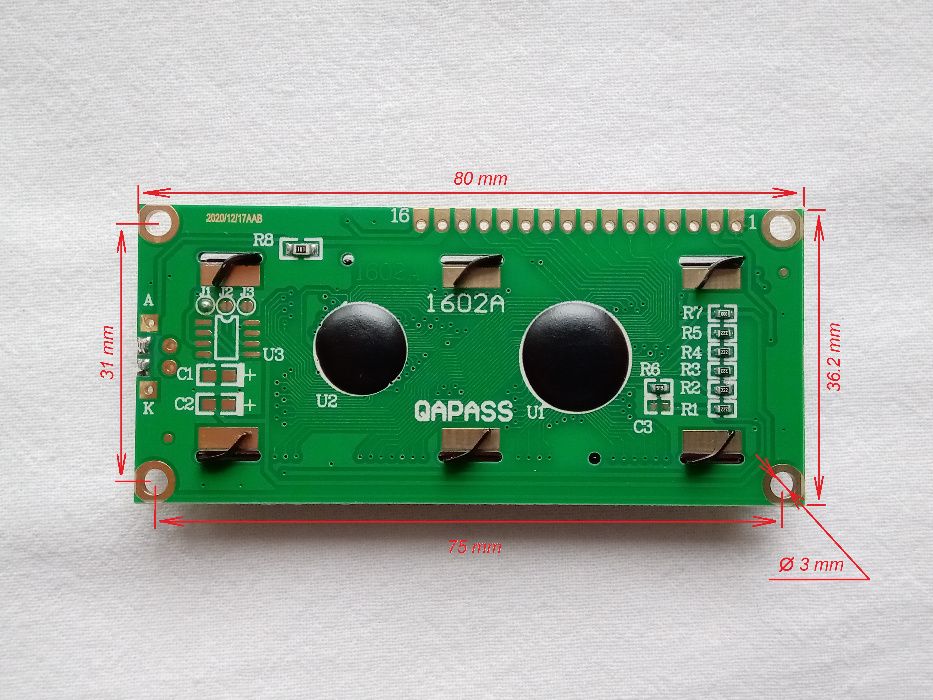 Дисплей LCD0802/1602/2004. Живлення 5V