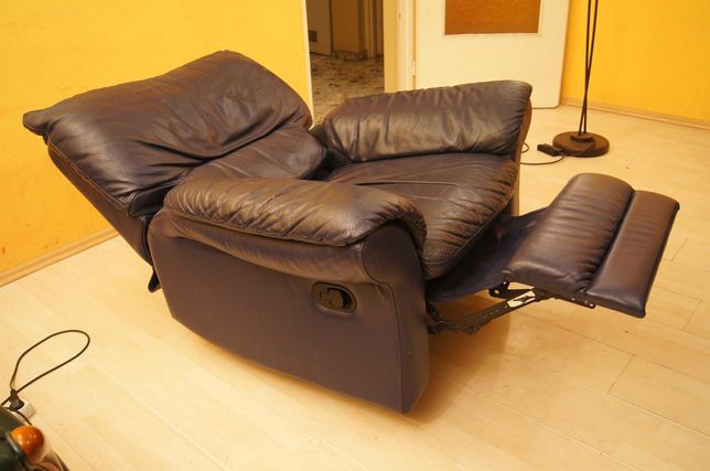 fotel rozkładany z funkcją relax skóra naturalna