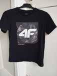 4F czarny t-shirt z białym nadrukiem 158 164 bawełna krótki rękaw lato