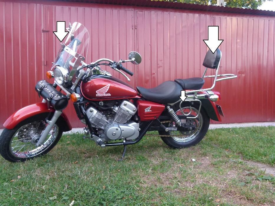 Honda shadow VT 125 oparcie pasażera szyba -zestaw-
