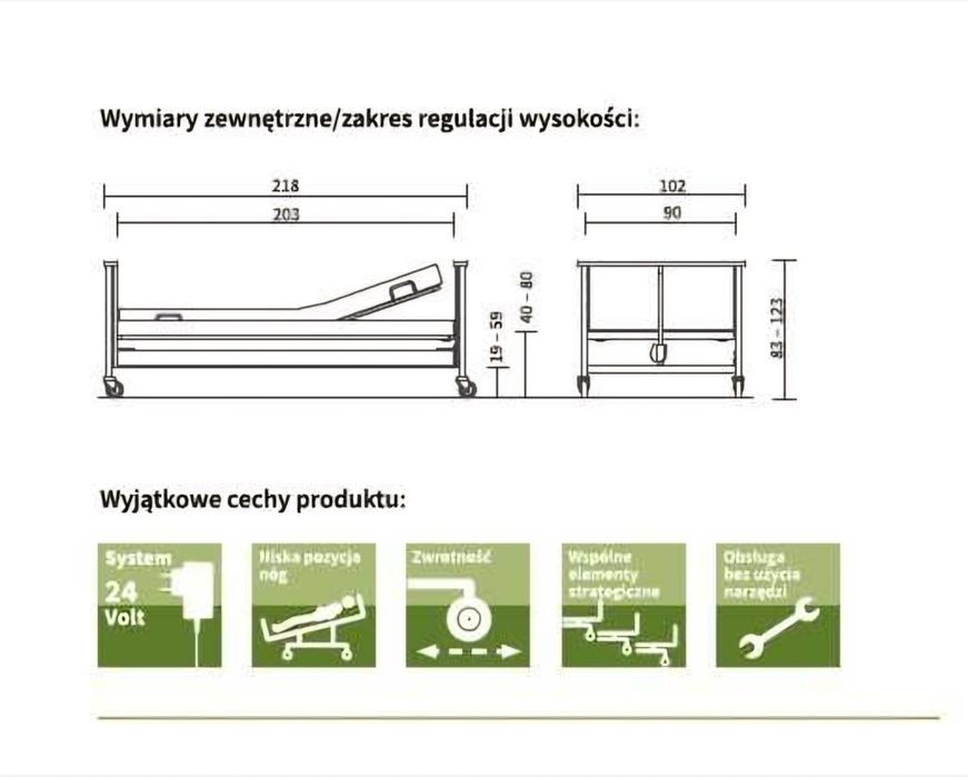 Łóżko rehabilitacyjne Burmeier Dali, pilot bezprzewodowy! Jak nowe!!